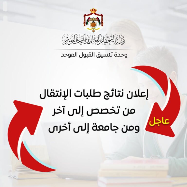 القبول الموحد تعلن نتائج طلبات الإنتقال من تخصص إلى آخر ومن جامعة إلى أخرى