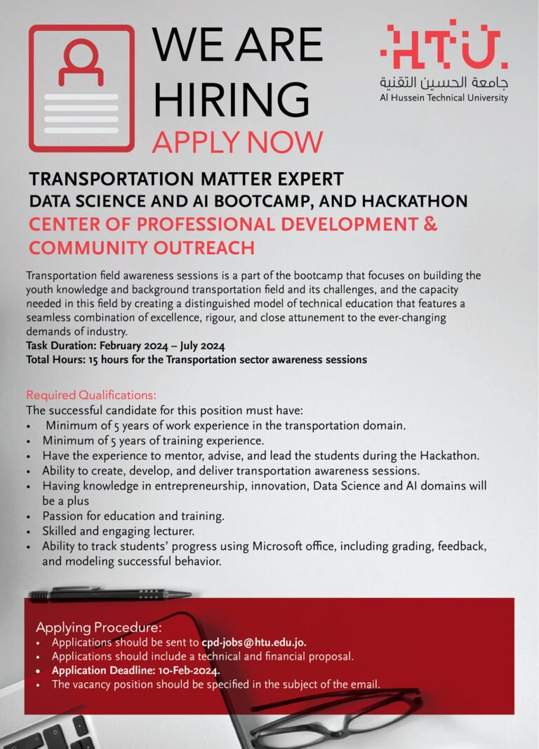 إعلان توظيف في جامعة الحسين التقنية