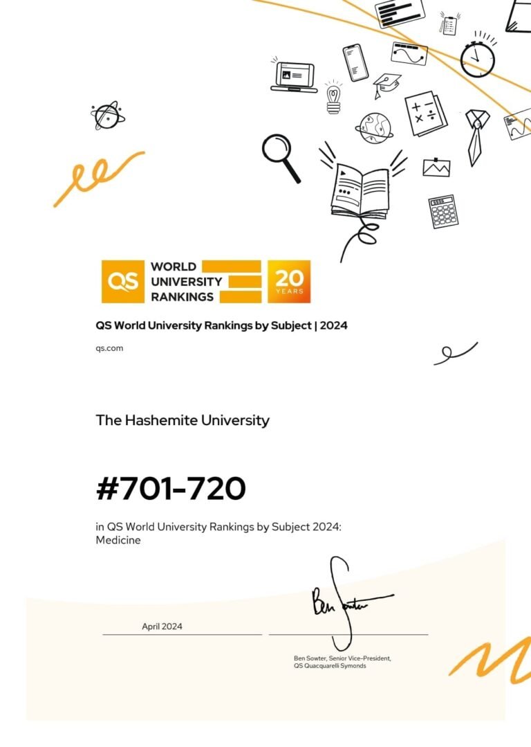 الجامعة الهاشمية تواصل الارتقاء في التصنيفات العالمية وطب الهاشمية يحقق لاول مرة المرتبة 701-720 عالميا