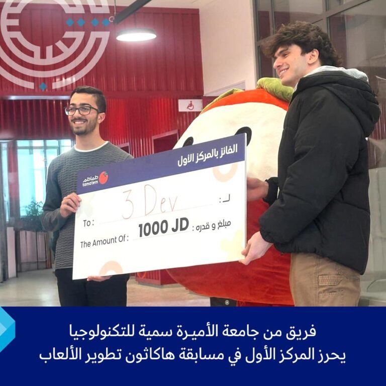 “جامعة الأميرة سمية للتكنولوجيا” تفوز بالمركز الأول في “هاكاثون تطوير الألعاب”